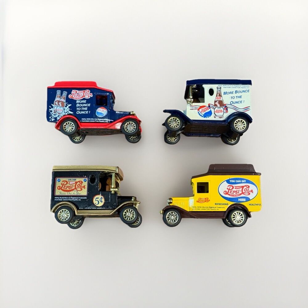 Pepsi-Cola Diecast Truck Set Lot of 4 Custom Replica Collection Metal Cars